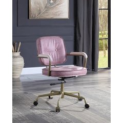 Siecross Swivel Office Chair Pink Top Grain Leather