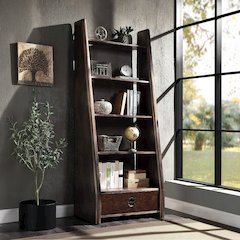 Brancaster Bookcase Bronze Aluminium & Morrocco Top Grain Leather