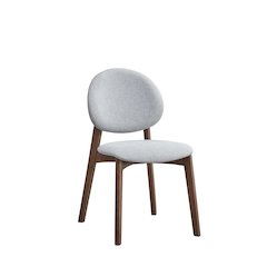 Hadasa Side Chair (Set-2) in Light Gray Linen & Walnut Finish