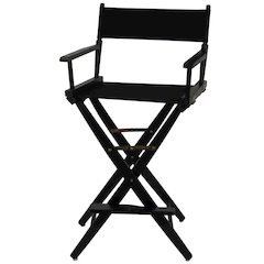 Black Extra-Wide Director's Chair, Black Frame, 30-Inch Bar Height