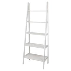 5-Shelf Ladder Bookcase-White