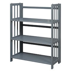 Wooden Bookcase in Finish with Adjustable Shelves for Home Office