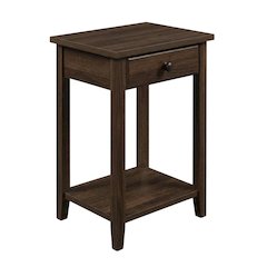 Walnut Black Nightstand with Usb Port for Bedroom Storage and Modern Style