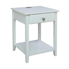White Nightstand with Usb Port and Single Drawer for Bedroom Storage
