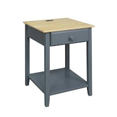 Gray Nightstand with Usb Charging Port for Bedroom Convenience