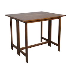 Warm Brown Folding Console to Dining Table, Solid Wood, Seats 4