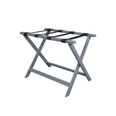 Gray Folding Pine Luggage Rack, Wide Suitcase Stand, Hotel Style
