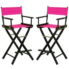 Magenta Director's Chair, Black Frame, 30-Inch Bar Height Folding