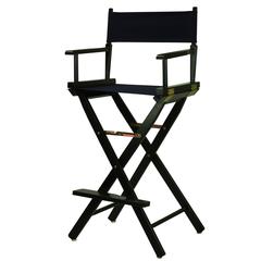 Navy Blue Canvas Director Chair with Solid Wood Frame, Foldable Design
