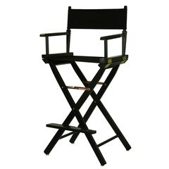 Black Canvas Director Chair with Solid Hardwood Frame, Foldable Style