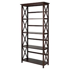 Wooden Bookcase with Open Shelves and Sturdy Frame for Home Office