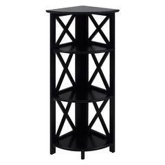 Montego 4-Shelf Corner Folding Bookcase-Black