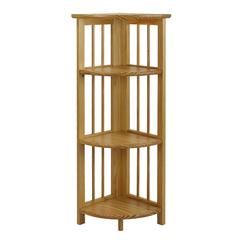 4-Shelf Corner Folding Bookcase-Natural