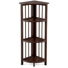4-Shelf Corner Folding Bookcase - Truffle Brown