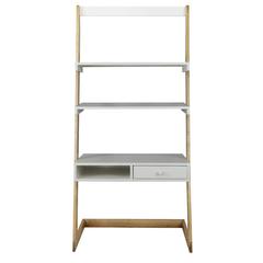 Freestanding Ladder Desk with Drawer, Solid American Maple Frame