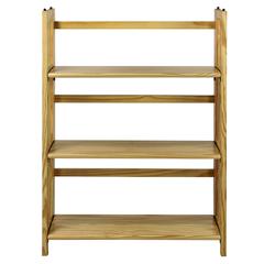 3-Shelf Folding Stackable Bookcase 27.5" Wide-Natural