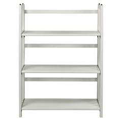 3-Shelf Folding Stackable Bookcase 27.5" Wide-White