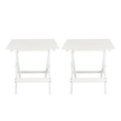 Portable Solid Wood Folding Side Table 2-Piece Set - White