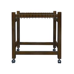 Wooden Rolling Pants Trolley with 16 Hangers
