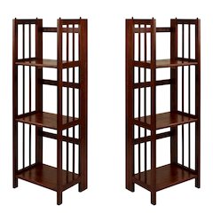 Wooden Bookcase with Open Shelves and Stable Construction for Living Room