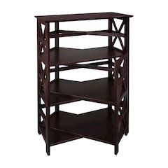 Espresso 4-Shelf Bookcase with Spacious Storage and Sturdy Construction