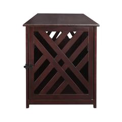 Modern Lattice Wooden Pet Crate End Table - Espresso