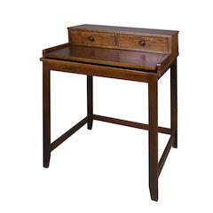 Mid Century Modern Wooden Computer Desk with Drawers and Hidden Compartment