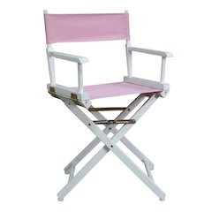 Pink Director's Chair, White Frame, 18-Inch Seat, Folding Accent