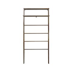 Solid Wood 6-Tier Blanket Ladder with Two Storage Shelves - Walnut