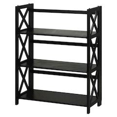 Wooden Bookcase in Finish with Multiple Shelves for Storage