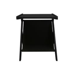 Casual Home Z-Shaped Sofa Side Table with Canvas Storage Basket - Black