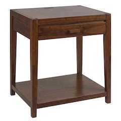 Warm Brown Nightstand with Usb Port and Solid Wood Construction