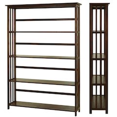 Wooden bookcase in finish with adjustable shelves for versatile storage