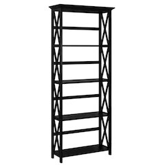 Simple Wooden Bookcase in Finish with Adjustable Shelves