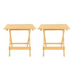 Portable Solid Wood Folding Side Table 2-Piece Set - Natural
