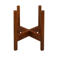 Mid-Century Modern Wood Plant Display Stand, Antique Mahogany