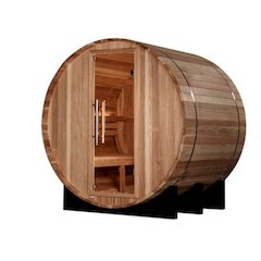 "Zurich" 4 Person Barrel with Bronze Privacy View - Traditional Sauna