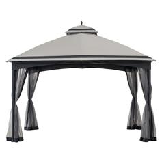 Sunjoy Outdoor Patio 11 x 13 ft Black Steel Frame 2 Tier Soft Top Gazebo
