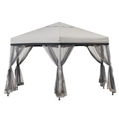 11 ft. x 11 ft. Gray and Black 2-tone Pop Up Portable Hexagon Steel Gazebo