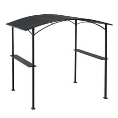 8x5 ftBlack Steel 2-Tier BBQ Grill Gazebo with Black Arch Canopy