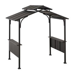 Sunjoy 5 ft. x 8 ft. Brown Steel 2-tier Grill Gazebo Hardtop