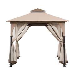 Patio 9.5 ft. x 9.5 ft. Tan and Brown 2-tone Steel Gazebo