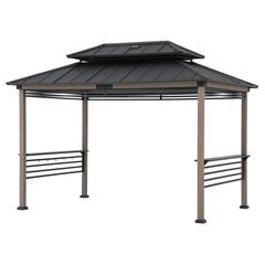 Gazebo with Decorative Fence, for Backyard BBQs and Patio Parties, Black