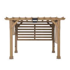 Sunjoy 10 x 11 ft Cedar Wood Frame Pergola with Adjustable Canopy&Privacy Screen