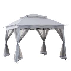 11 ft. x 11 ft. Gray Pop Up Portable Steel Gazebo
