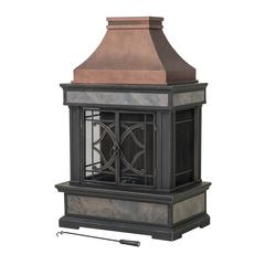 Sunjoy Heirloom Slate Wood Burning Fireplace - Copper