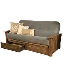 Washington Frame-Rustic Walnut Finish-Marmont Thunder Mattress-Storage Drawers