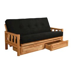 Fold-Out Futon Bed with Polyester Fabric and Sturdy Frame, 81-Inch Width