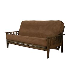 Cotton Fabric Futon with Wooden Frame for Living Room and Guest Bedroom