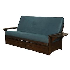 Gray Fabric Futon with Polyester Frame and Lounge Comfort